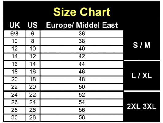 Lean.pk Size Chart