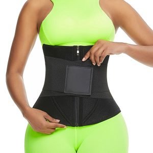 Ultra Slim Fit Neoprene Zipper Waist Trainer Black
