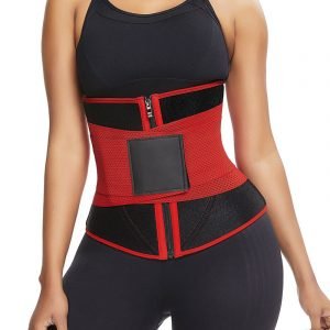 Ultra Slim Fit Neoprene Zipper Waist Trainer Red