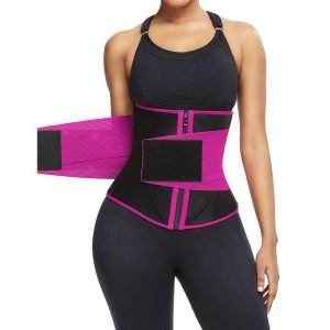Ultra Slim Fit Neoprene Zipper Waist Trainer Rose Red