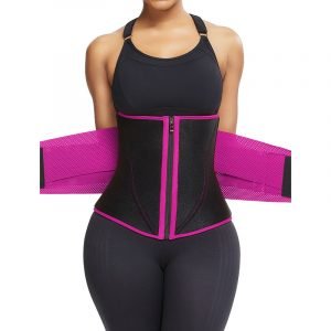Ultra Slim Fit Neoprene Zipper Waist Trainer Rose Red