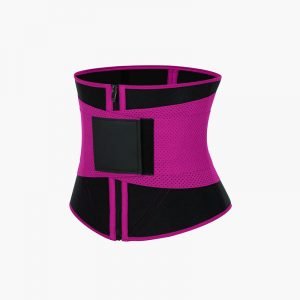 Ultra Slim Fit Neoprene Zipper Waist Trainer Rose Red